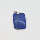 Sterling Silver Polished Lapis Lazuli Oblong Simplistic Pendant  Modern c1990s