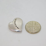 Sterling Silver 5 White Topaz Brushed/Polished Heart Pendant Modern c2000s