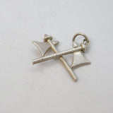 Sterling Silver Crossed Axes Charm Pendant Vintage c1970s