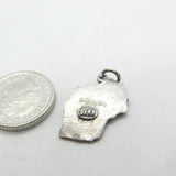 Sterling Silver Wisconsin State Outline Charm Pendant Vintage c1970