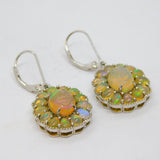 Sterling Silver Carved Happy Buddha Water Opal Leverback Earrings Vintage c1970