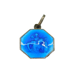 Sterling Silver Blue Enamel St Christopher Souvenir Charm Pendant Vintage c1970s