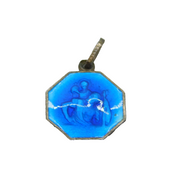Sterling Silver Blue Enamel St Christopher Souvenir Charm Pendant Vintage c1970s