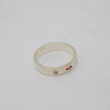 Sterling Silver Pink Sapphire & White Topaz Set Band Ring Modern c2000 Size X