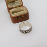Sterling Silver Woven Knot Pattern Band Ring Vintage c1970 Size N UK