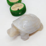 Carved Jadeite Happy Tortoise Figurine Ornament Vintage c1970