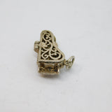 Sterling Silver Cutwork Hinged Lid Piano Charm Pendant Vintage c1970