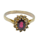 Sterling Silver  Gilt Almandine Garnet & Paste Dress Ring Vintage c1970 Size R