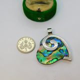 Sterling Silver Abalone Shell Heart Charm Pendant Vintage c1970