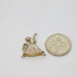 Sterling Silver Patterned Dancer Ballerina Charm Pendant Vintage c1970