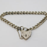 Sterling Silver Curb Link Charm Bracelet Heart Lock Clasp Vintage 1973