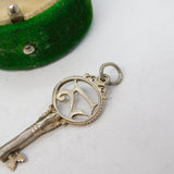 Sterling Silver 21 In Key Charm Pendant Vintage c1970