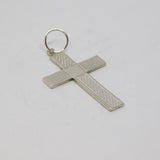 Sterling Silver Textured Patterned Cross Charm Pendant Vintage c1970