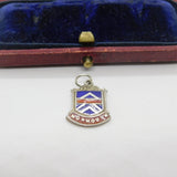 Sterling Silver & Enamel Monmouth Shield Charm Pendant Vintage c1970