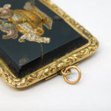 19th Century Yellow Metal Micro Mosaic Doves of Pliny Pendant AF Antique c1860