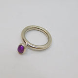 Sterling Silver Purple Glass Or Resin Rounded Dress Ring Modern c2000 Size N