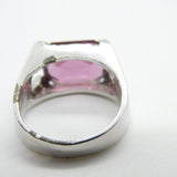 Silver Plated Costume Ring With Amethyst Vintage c1970 Size M 1/2