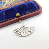 Sterling Silver S Pattern Fan Charm Pendant Vintage c1970