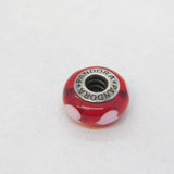 Sterling Silver Heart Painted Bead Charm Pendant Vintage c1970
