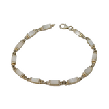 Sterling Silver & Inlaid Mother of Pearl Panel Bracelet Vintage c1970s