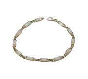 Sterling Silver & Inlaid Mother of Pearl Panel Bracelet Vintage c1970s