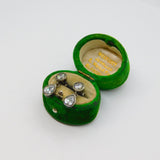 Pair of Sterling Silver Oxidised Paste Set Stud Drop Earrings Vintage c1970