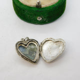 Sterling Silver Heart Shaped Locket Charm Pendant Vintage c1970