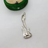 Large Nuvo Sterling Silver Electric Guitar Drop Pendant Vintage c1970