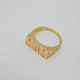 Sterling Silver Gilt 'MAM' Family Name Dress Band Ring Vintage c1970 Size I
