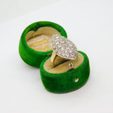 Gold On Sterling Silver CZ Set Ellipse Statement Ring Modern c1990 Size M 1/2