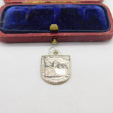 Sterling Silver Travel Shield Montreux Charm Pendant Vintage c1970