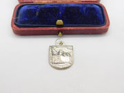 Sterling Silver Travel Shield Montreux Charm Pendant Vintage c1970