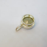 Sterling Silver Topaz Blue Crystal Round Drop Charm Pendant Vintage c1970