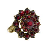 20th Century Austro-Hungarian Silver Gilt Bohemian Garnet Floral Ring Antique