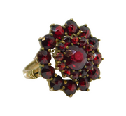 20th Century Austro-Hungarian Silver Gilt Bohemian Garnet Floral Ring Antique