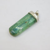Sterling Silver Natural Green/Blue Flourite Drop Charm Pendant Vintage c1970s