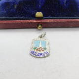 Sterling Silver and Enamel Lands End Travel Shield Charm Pendant Vintage c1970