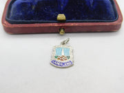 Sterling Silver and Enamel Lands End Travel Shield Charm Pendant Vintage c1970