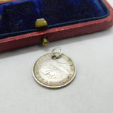 Sterling Silver King George V Good Luck Threepence Charm Pendant Antique 1933