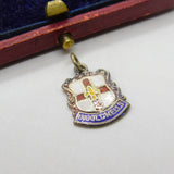Sterling Silver and Enamel Ingoldmells Travel Shield Charm Pendant Vintage c1970