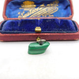 Sterling Silver and Green Banded Agate Charm Pendant Vintage c1970
