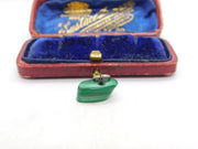 Sterling Silver and Green Banded Agate Charm Pendant Vintage c1970