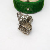 Sterling Silver Note Inside Grand Piano Opening Charm Pendant Vintage c1970