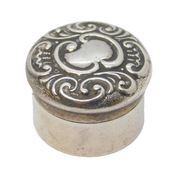 Edwardian Sterling Silver Floral Pattern Pill Box Antique 1902 Birmingham