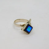 Sterling Silver Vibrant Glass Wraparound Studio Dress Ring Modern c1990 Size L