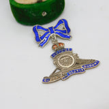 WWII Sterling Silver Enamel Royal Artillery Bow Sweetheart Brooch Antique c1940