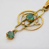 Edwardian 9ct Yellow Gold & Blue Paste Set Lavalier Drop Pendant Antique