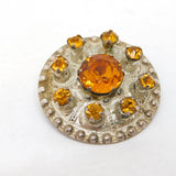 Scottish Sterling Silver Citrine Set Shield Form Brooch Mid-Century c1950