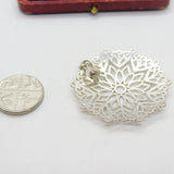 Sterling Silver Modernist Floral Panel Form Charm Pendant Vintage c1970