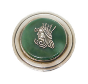 Taxco Mexican Sterling Silver & Jade Circular Dress Brooch Vintage 'DF'